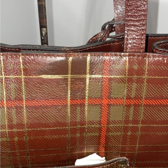 PATRICIA NASH Handbag Toscano Tote Autumn Plaid Leaf Logo Tote Bag AUTHENTIC - Picture 10 of 13